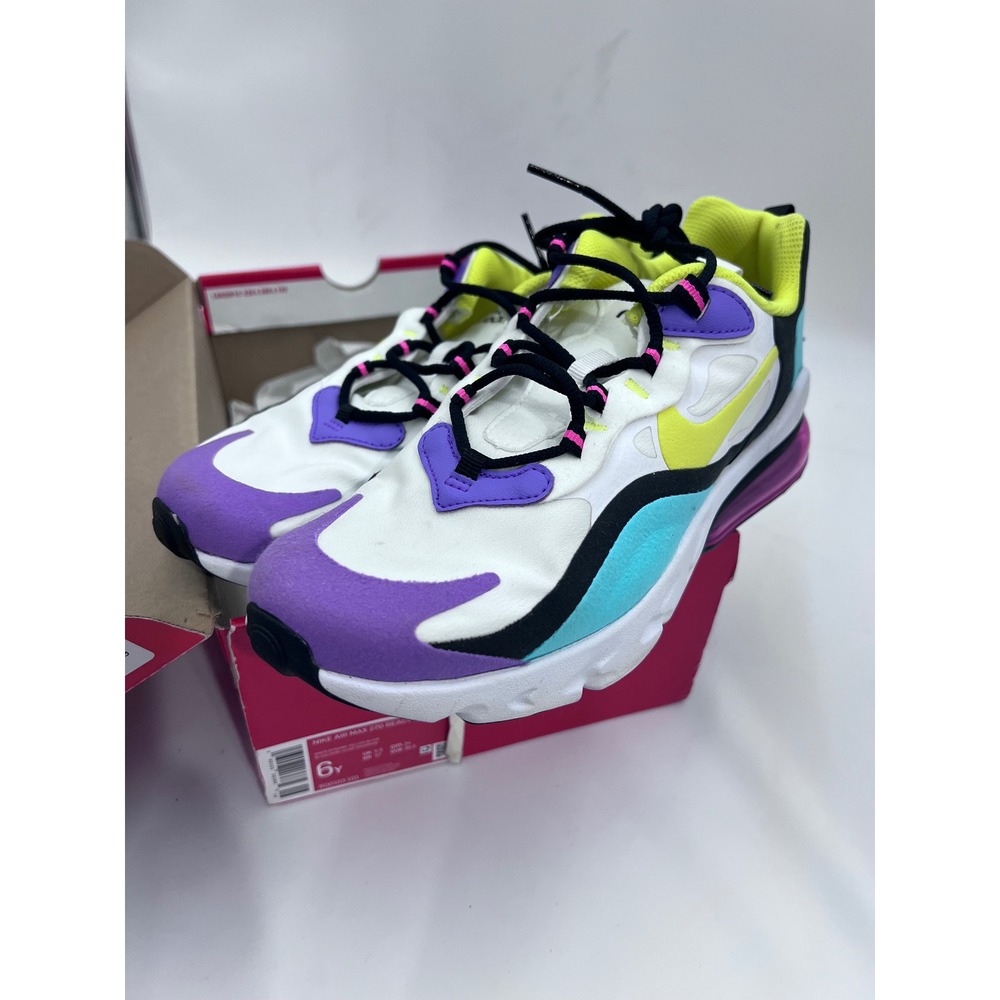 Nike Air Max 270 React GS White Dynamic Yellow BQ0103-101 Size 6Y Women 7.5